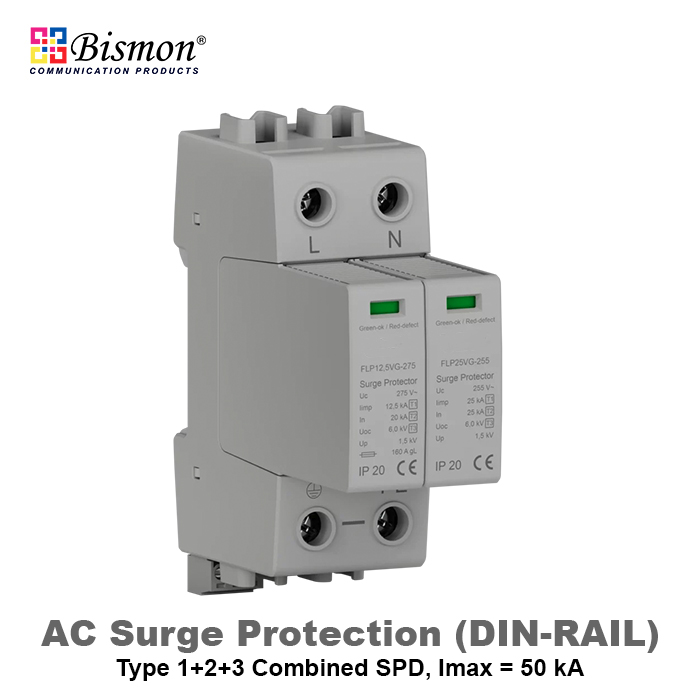 AC Surge Protection 50KA Din-rail Type 1-2-3 (อุปกรณ์ป้องกันไฟกระชาก SPDและป้องกันฝ้าผ่า) ประกัน 3 ปี